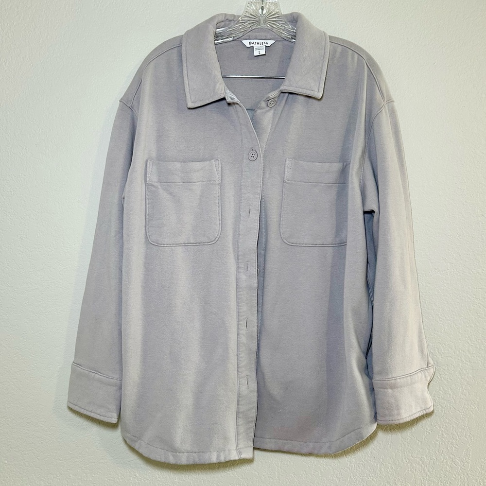 Athleta Purple Gray Shirt Jacket Women’s Large minimal fall casual cozy lounge